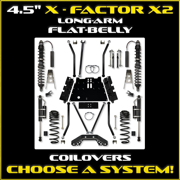 Jeep TJ 4.5" X-Factor X2 Flat Belly Coil Over Long Arm System