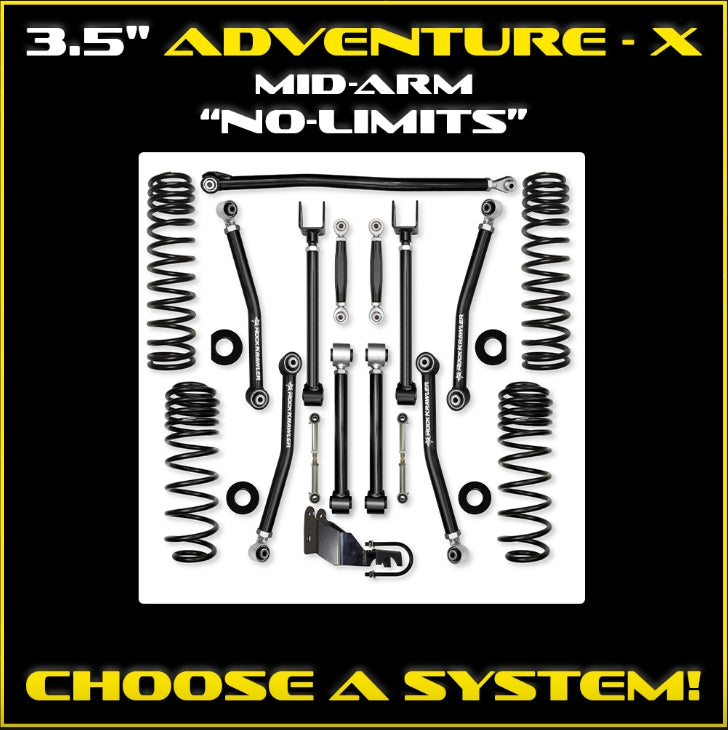 Jeep JL (2DR) 3.5" Adventure - X Mid-arm "No-Limits" System (RUBICON)