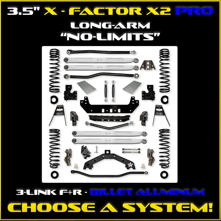 Jeep JL (2DR) 3.5" X - Factor X2 PRO "No-Limits" Long-Arm System (RUBICON)