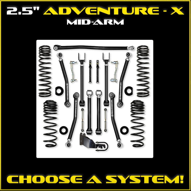 Jeep JLU (4DR) 2.5" Adventure - X Mid-arm System (SPORT/SAHARA)