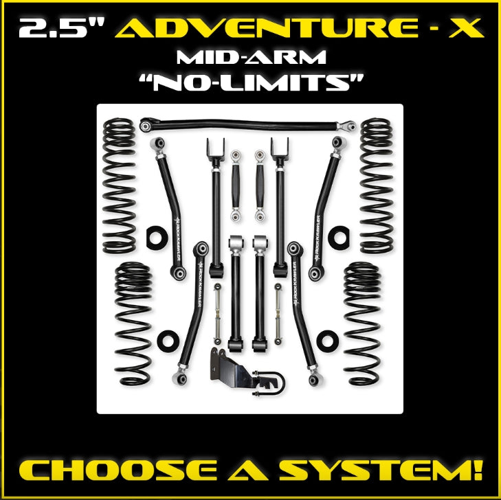 Jeep JLU (4DR) 2.5" Adventure - X Mid-arm "No-Limits" System (RUBICON)