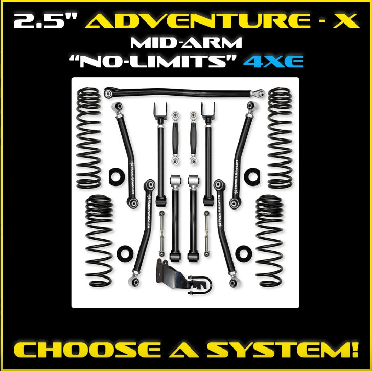 Jeep JLU (4DR) 2.5" Adventure - X 4XE Mid-arm "No-Limits" System (RUBICON)
