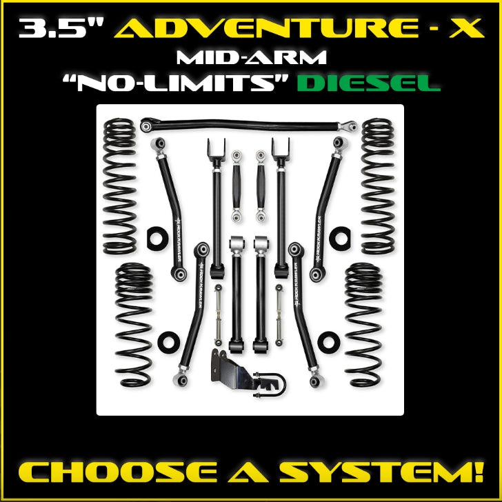 Jeep JLU (4DR) 3.5" Adventure - X Diesel Mid-arm "No-Limits" System (RUBICON)