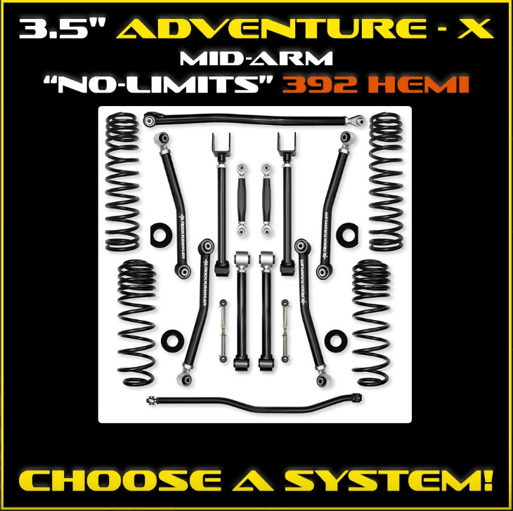 Jeep JLU (4DR) 3.5" Adventure - X 392 Mid-arm "No-Limits" System (RUBICON)
