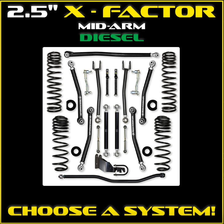 Jeep JLU (4DR) 2.5" X-Factor Diesel Mid-arm System (SPORT/SAHARA)