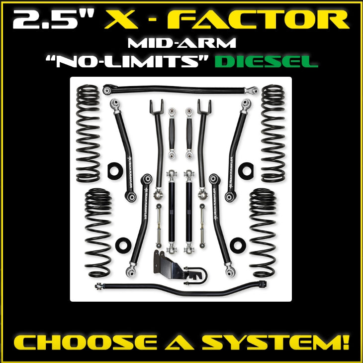 Jeep JLU (4DR) 2.5" X-Factor Diesel Mid-arm "No-Limits" System (RUBICON)