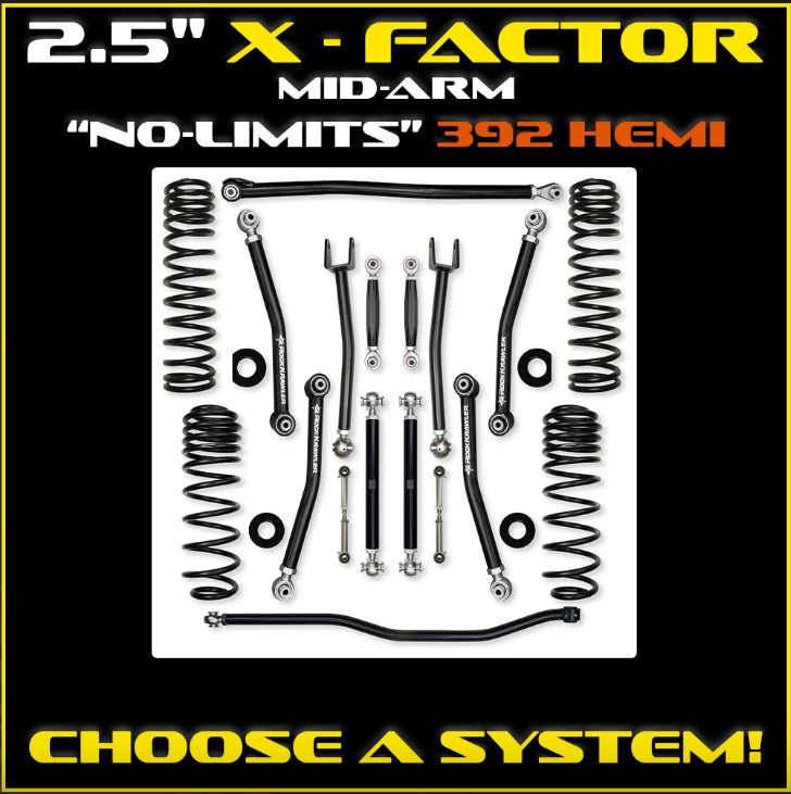 Jeep JLU (4DR) 2.5" X-Factor 392 Mid-arm "No-Limits" System (RUBICON)