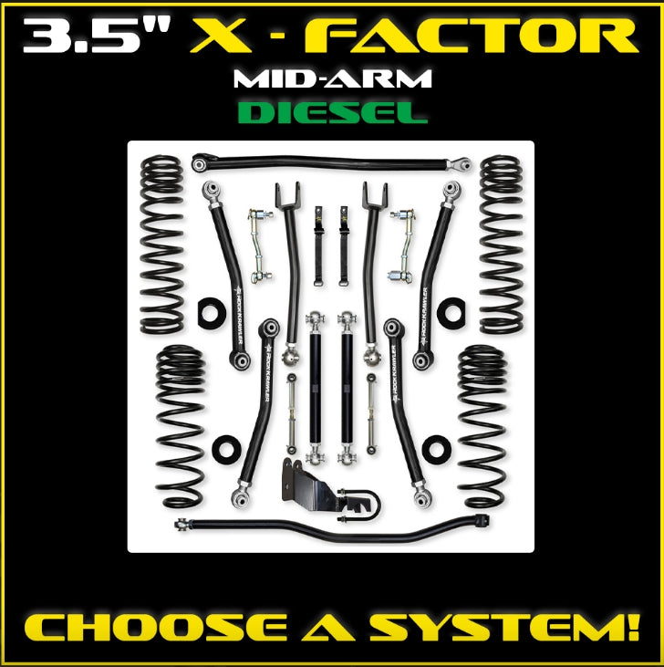 Jeep JLU (4DR) 3.5" X-Factor Diesel Mid-arm System