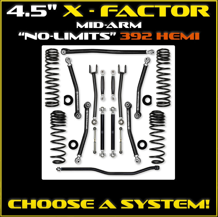 Jeep JLU (4DR) 4.5" X-Factor 392 Mid-arm "No-Limits" System (RUBICON)