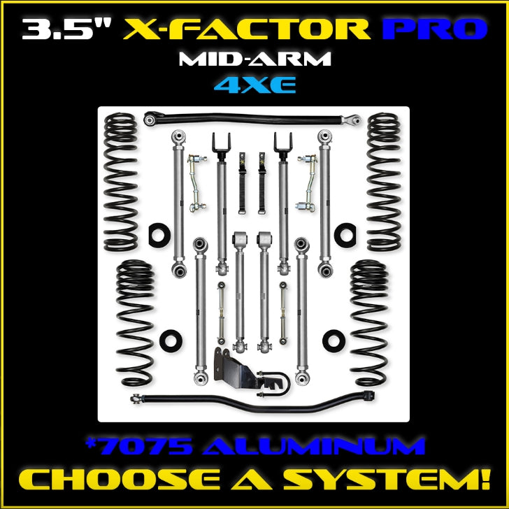 Jeep JLU (4DR) 3.5" 4XE X-Factor PRO Mid-arm System (SPORT/SAHARA)