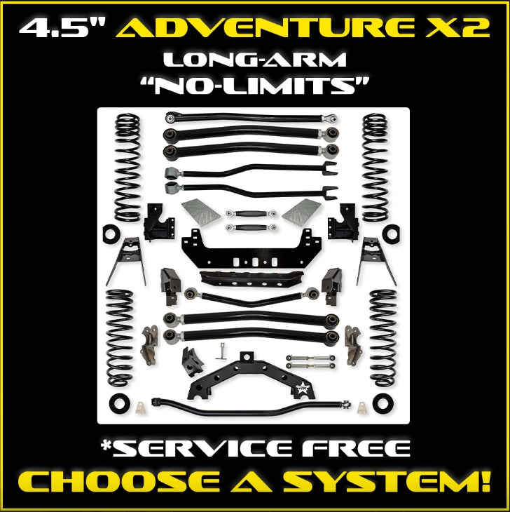 Jeep JLU (4DR) 4.5" Adventure - X2 "No-Limits" Long-Arm System (RUBICON)