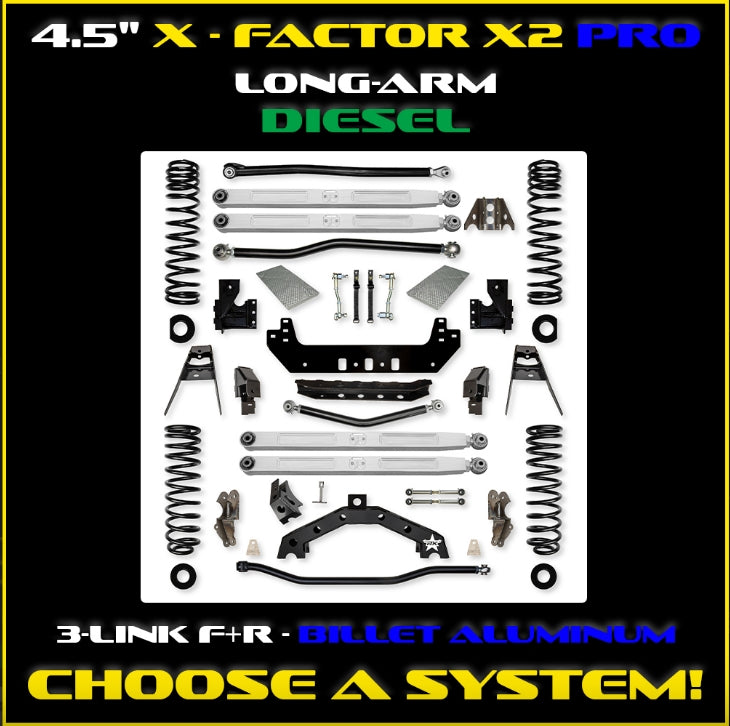 Jeep JLU (4DR) 4.5" X - Factor X2 PRO Diesel Long-Arm System