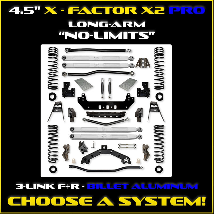 Jeep JLU (4DR) 4.5" X - Factor X2 PRO "No-Limits" Long-Arm System (RUBICON)