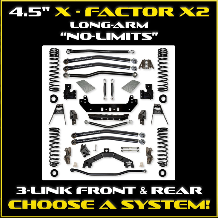 Jeep JLU (4DR) 4.5" X - Factor X2 "No-Limits" Long-Arm System (RUBICON)