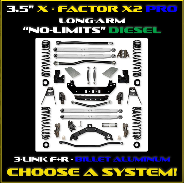 Jeep JLU (4DR) 3.5" X - Factor X2 PRO "No-Limits" Diesel Long-Arm System (RUBICON)