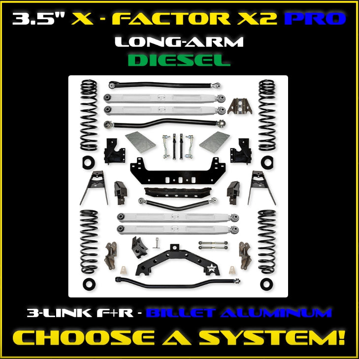 Jeep JLU (4DR) 3.5" X - Factor X2 PRO Diesel Long-Arm System