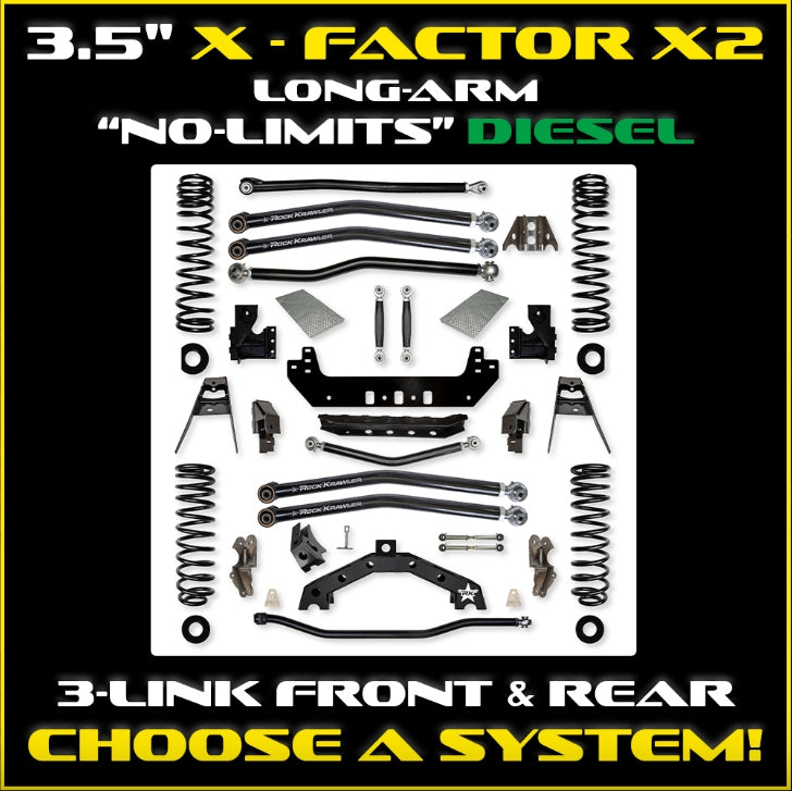 Jeep JLU (4DR) 3.5" X - Factor X2 "No-Limits" Diesel Long-Arm System (RUBICON)