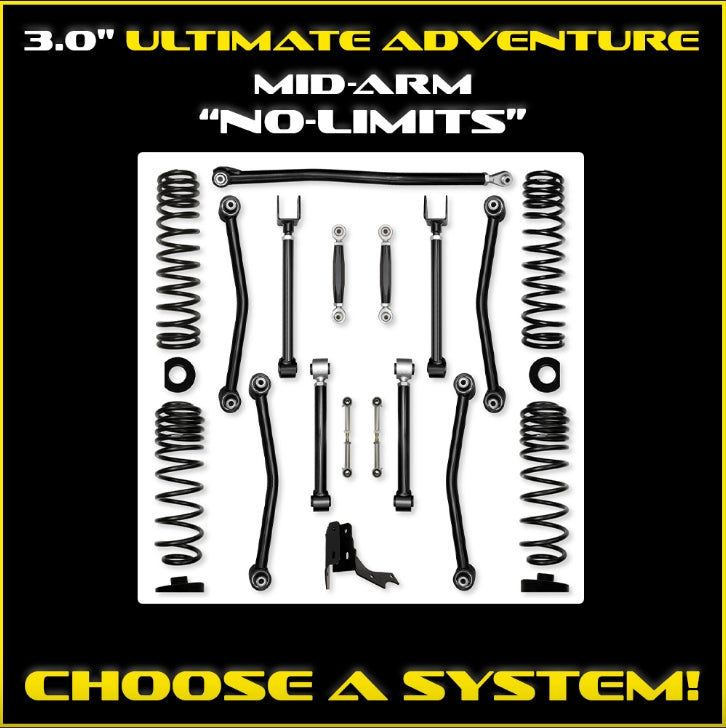 Jeep JT Gladiator 3.0" Ultimate Adventure "No-Limits" Mid-Arm System (RUBICON)