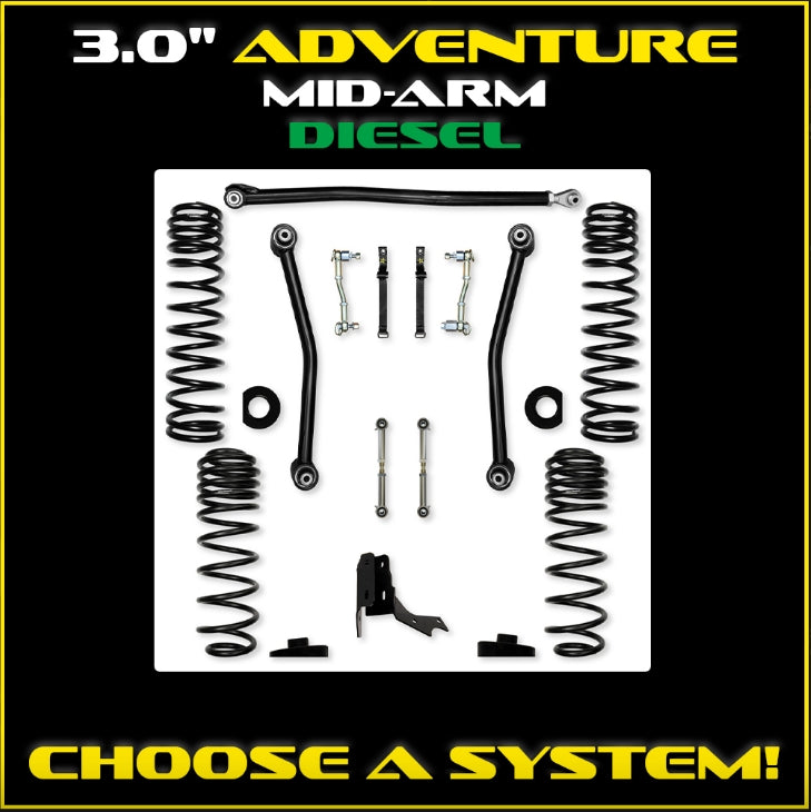 Jeep JT Gladiator 3.0" Diesel Adventure Mid-Arm System