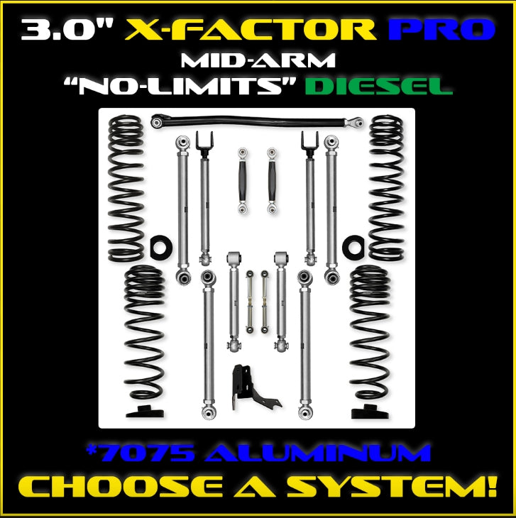 Jeep JT Gladiator 3.0" Diesel X-Factor PRO "No Limits" Mid-Arm System (RUBICON)