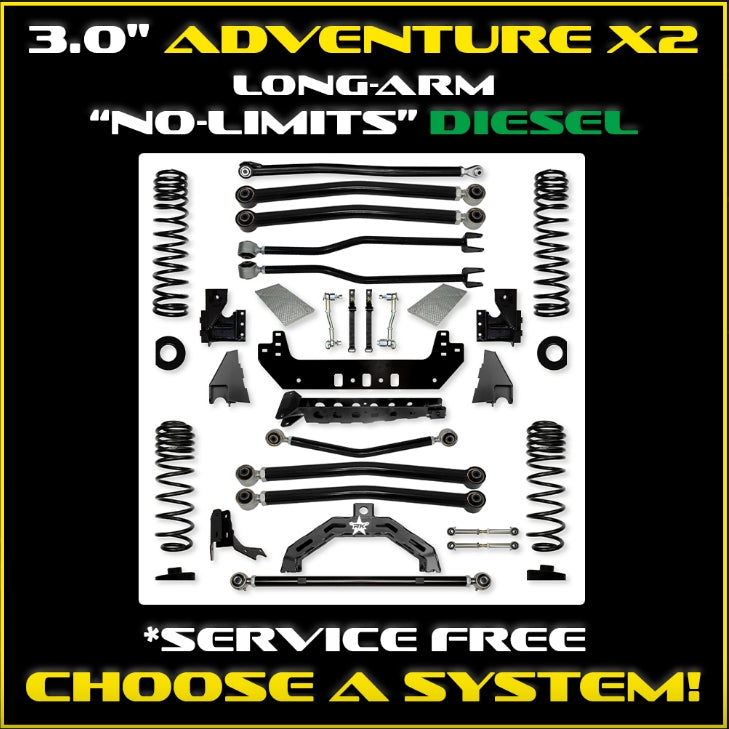 Jeep JT Gladiator 3.0" Adventure X2 "No-Limits" Diesel Long-Arm System (RUBICON)
