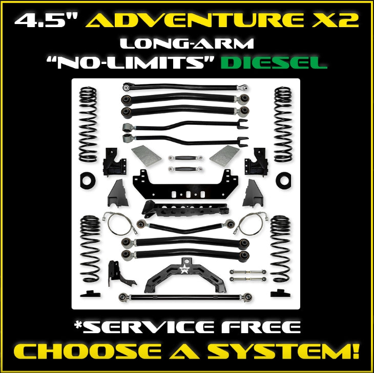 Jeep JT Gladiator 4.5" Adventure X2 "No-Limits" Diesel Long-Arm System (RUBICON)