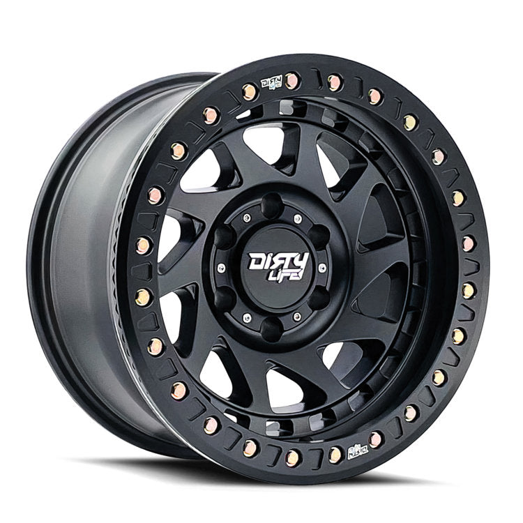 Dirty Life 9313 Enigma Race Beadlock Wheel 17x9 5x5 38mm Offset Matte Black - JT/JL/JK