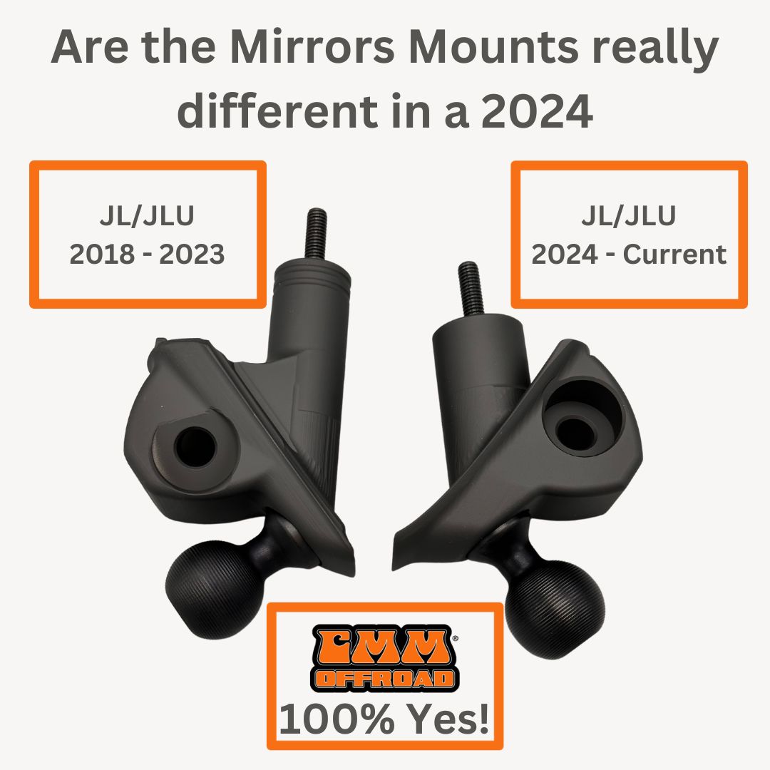 **2024** JL/JLU A-Pillar Side Jeep Mirrors with Base Mount Driver AND Passenger