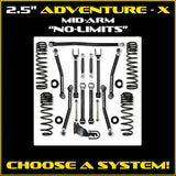 Jeep JL (2DR) 2.5" Adventure - X Mid-arm "No-Limits" System (RUBICON)