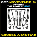 Jeep JLU (4DR) 2.5" Adventure - X 4XE Mid-arm "No-Limits" System (RUBICON)