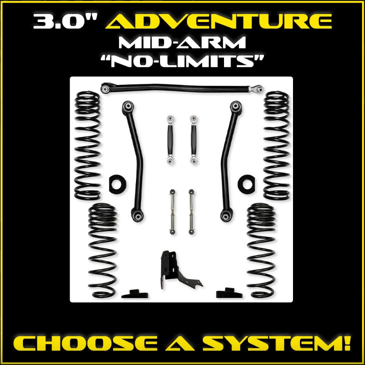 Jeep JT Gladiator 3.0" Adventure "No-Limits" Mid-Arm System (RUBICON)