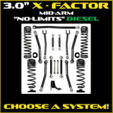 Jeep JT Gladiator 3.0" X-Factor "No Limits" Diesel Mid-Arm System (RUBICON)